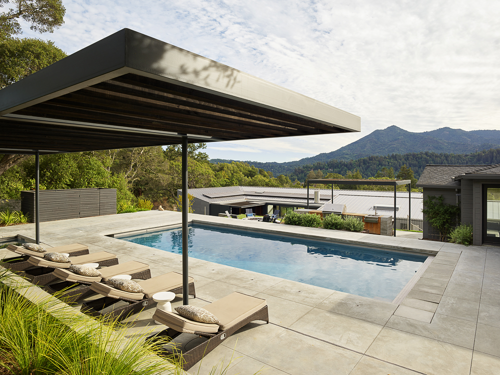 Ross Hillside modern home outside view of swimming pool